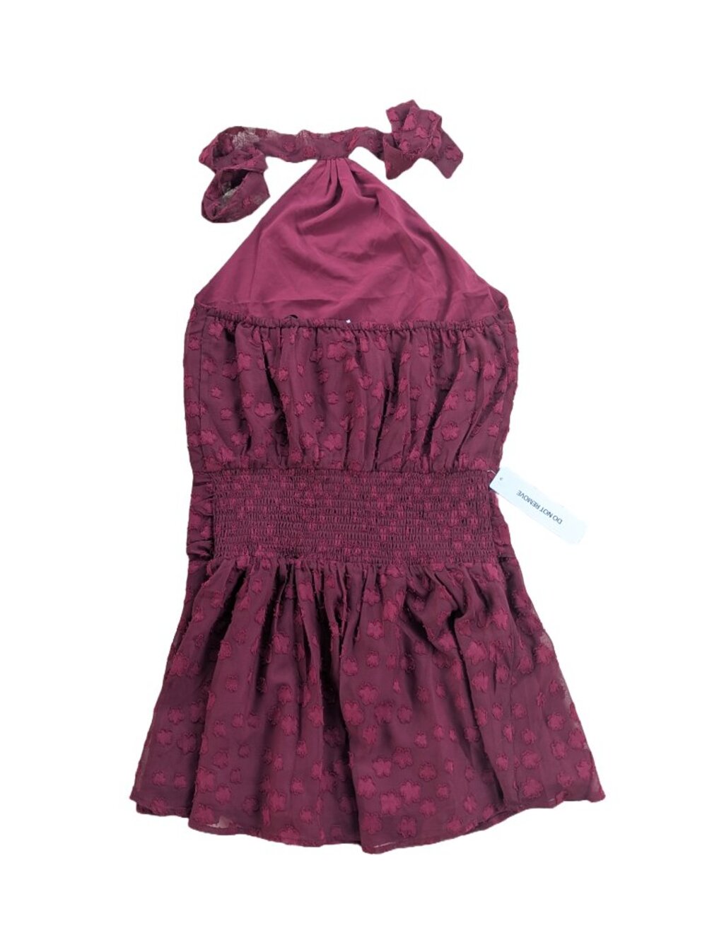 Princess Polly Eurythmic scarf halter mini dress Burgundy jacquard 6 NWT - Picture 12 of 15